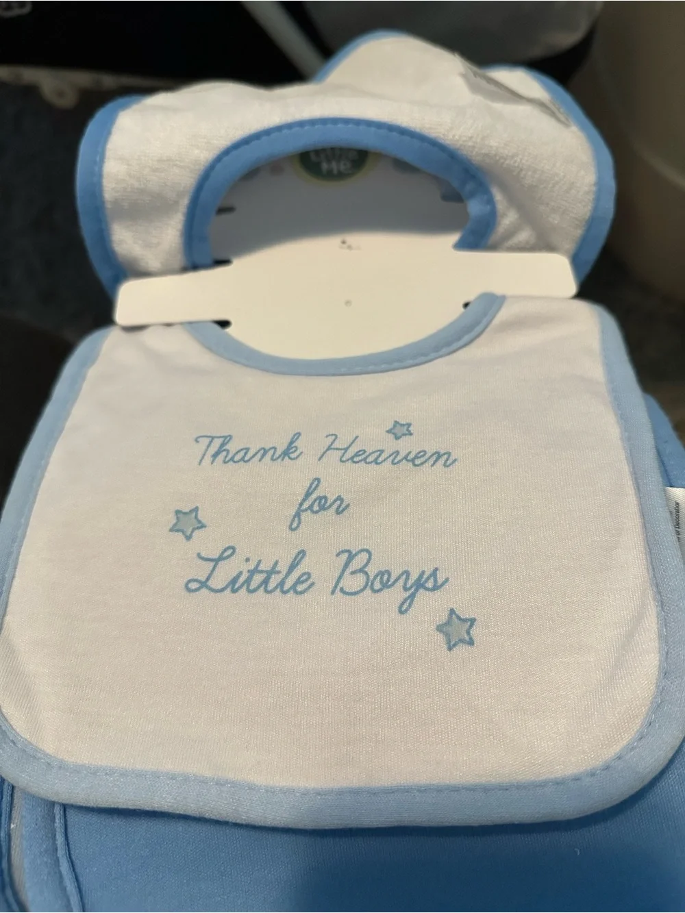 Little Me Blue & White Baby Bib Set - 6 Pack